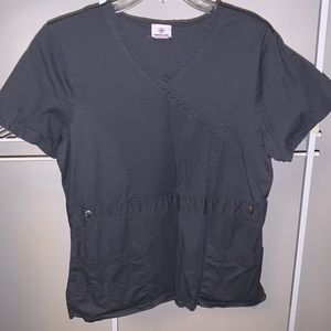 Gray White Label scrub top